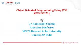 OBJECT ORIENTED PROGRAMMING THROUGH JAVA MODULE-15