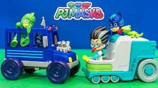 PJ MASKS Romeo Lab Vehicle and Night Ninja Bus Toys Unboxing