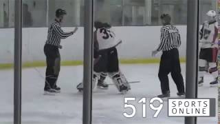 PJHL - Goalie fight during Saturday's game in Wellesley