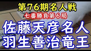 将棋 棋譜並べ ▲佐藤天彦名人 △羽生善治竜王 第76期名人戦七番勝負第６局 「技巧２」の棋譜解析 No.2102  Shogi/Japanese Chess