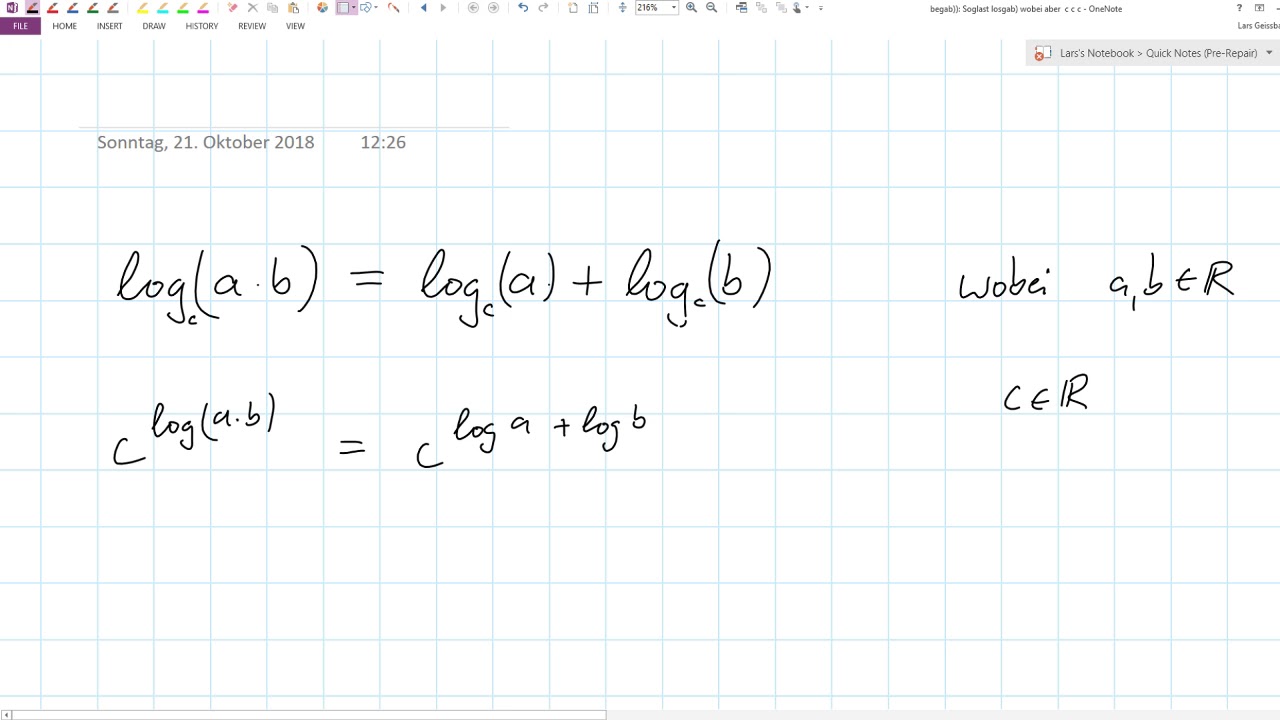 Log(a*b) = Log(a) + Log(b) | Logarithmus-Regel Erklärt Und Bewiesen ...