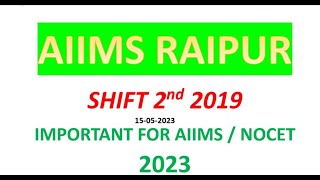 Aiims Raipur Shift 2nd  Nursing Officer Question paper solved |aiims previous year question paper|