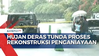 Hujan Deras Guyur Lokasi Rekonstruksi Kasus Penganiayaan David