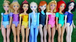 ASMR Wrapped Most Popular Mattel Disney Princess Dolls lots of cute colorful Original rainbow Dress