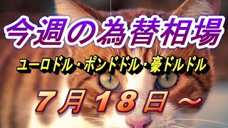 【TAKA FX】ユーロドル、ポンドドル、豪ドルドルの今週の為替相場の動きと来週の展望をチャートから解説。7月18日～