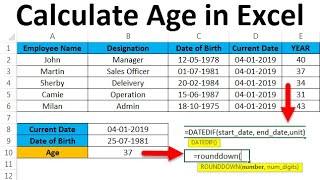 "Mastering Age Calculation in Excel | DATEDIF Function Tutorial!" #excel