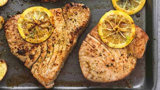 Sheet Pan Lemon Herb Tuna Steaks And Potatoes