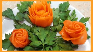 Розы из моркови. 3 СПОСОБА из сырой моркови