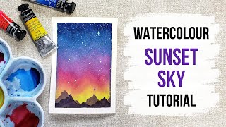 Easy watercolour sunset sky tutorial (step by step)