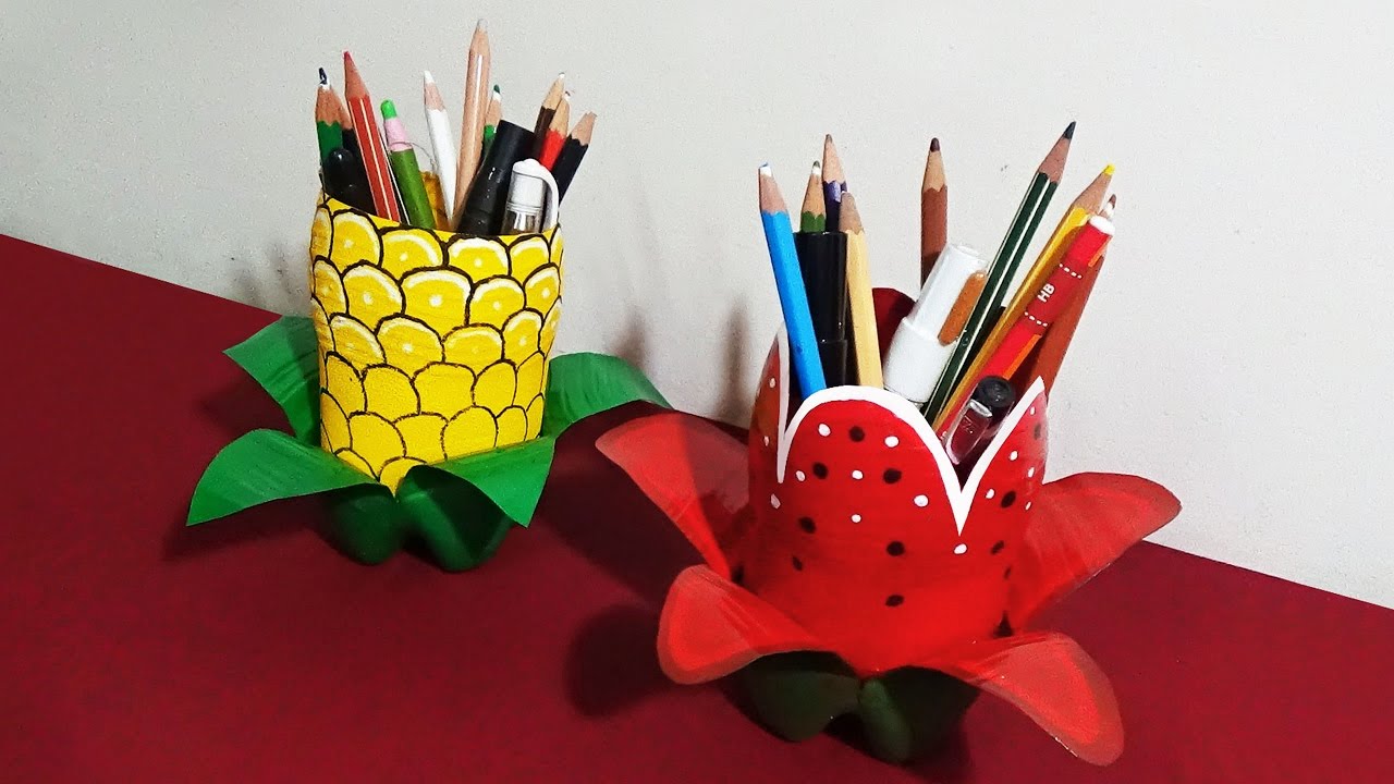 Pen Holder - How To Make Attractive Pen Holders With Plastic Bottles ...