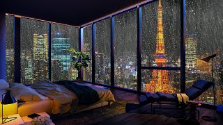 Aconchegante noite chuvosa em PARIS com som de CHUVA e TROVOADAS - Chuva na Janela para Dormir