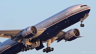 Privilege Style Boeing 777 awesome takeoff from Rome FCO Airport