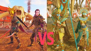 Malus and Lokhir vs Settra and Khalida. Total War Warhammer 2