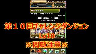 【パズドラ】第１０回チャレンジダンジョンLv10　※閲覧注意※【実況】