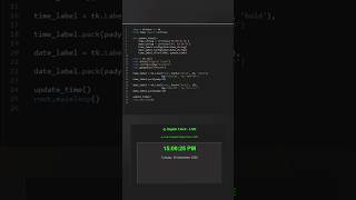 Python Digital Clock | GUI Project Tutorial in 30 Minutes | Live Clock in Python#python #coding
