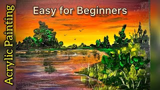 Acrylic Painting easy sunset Beginners
