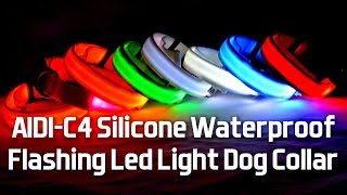 AIDI-C4 Silicone Waterproof Flashing Led Light Dog Collar | Waterproof Dog Collar