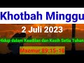 Hidup Dalam Keadilan dan Kasih Setia Tuhan:Mazmur 89:15-18, Khotbah Minggu 2 Juli 2023