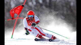 Hirscher takes big 1st-run lead in Olympic giant slalom