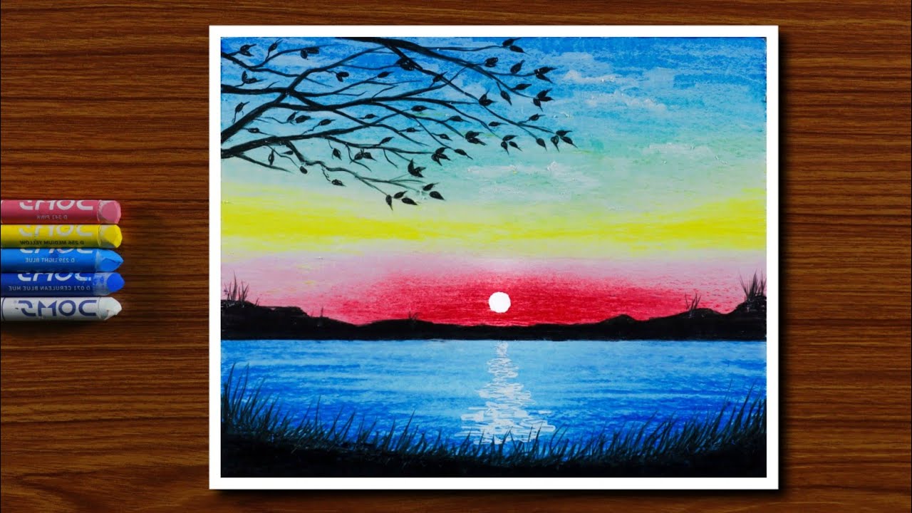 How To Draw A Beautiful Scenery Using Oil Pastels