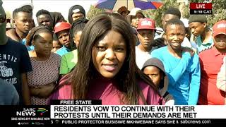 Free State | Residents vow to continue with their protests until their demands are met