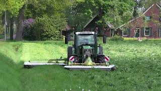 gras maaien fendt 415 met claas 3200c disco maaier en claas 3200fc disco frontmaaier