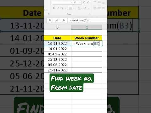 Find week no. from date #excel #shorts #trending