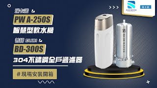 【詢問送VIP超低折數優惠】瑞卡諾 PW A-250S 智慧型軟水機+普締淨化水科技 BUDI WATER BD-300S 不鏽鋼全戶過濾器 現場安裝影片【省錢王淨水科技】BD300S PWA250S