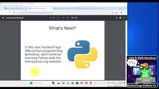 HackerFrogs AfterSchool - Python Workshop 2 - Presented by Black Girls Hack and Women's Society o…
