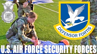 U.S. Air Force Security Forces / 空軍警備隊（アメリカ空軍の憲兵隊＆警務隊） 金髪美人の女性憲兵（アメリカ空軍の女性警察官）が不審者対応訓練を実施 【第134憲兵中隊】