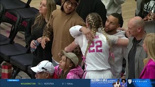 Steph Curry & Daughter Riley Watch Godsister Cameron Brink Set Stanford Block Record, Win vs #25 USC