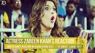 Zareen khan hot Reaction's Shahid Afridi Sixes T10 league