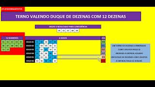 terno valendo duque de dezenas com 12 dezenas, em 6 jogos economia e garantia.