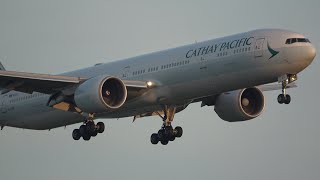 [4K]Cathay Pacific Boeing 777-300ER (B-KQG) Landing At Schiphol Airport, Amsterdam