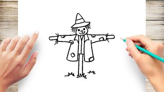 How To Draw a Scarecrow Step by Step