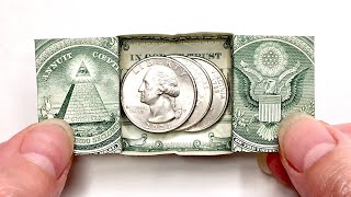 Money Coin Box Making with Currency Note ( Dollar Bill ) - Easy Dollar Origami - Money Origami Box