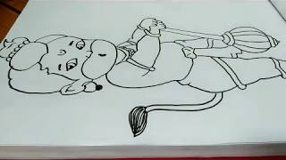 Drawing maruti(hanuman) with sketch pen and scale