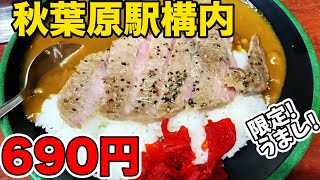 駅内で？ステーキカレー？【新田毎】秋葉原駅構内/690円の火木土日が狙い目！