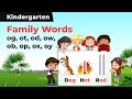 Family Words - og, ot, od, ow, ob, op, ox, oy| Learning to Read With Phonics | Kindergarten