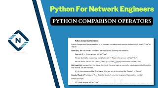 Python for Network Engineer | Python Comparison Operators | Video 10