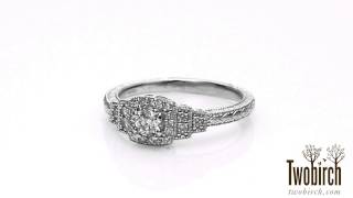 0.79 Ct. Round Vintage Halo Engagement Ring with Engraved Shank -TwoBIrch-TB-ENG-220-WG-FH