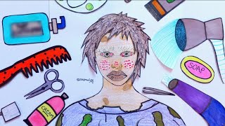 [🧌Paper Play🧌] Makeup ASMR Homeless child transformation animation | who have not washing for 10 yrs