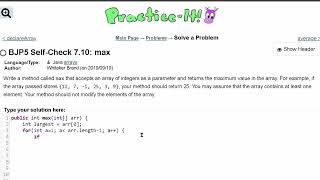 Java Practice It | Self-Check 7.10: max | arrays, syntax, array basics