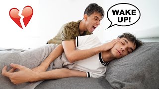 NOT WAKING UP PRANK ON TWIN BROTHER!