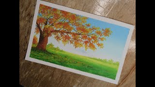 Acrylic painting Autumn Tree Landscape - Acrylic Painting| Nature Series - 01| AnushArtz Corner