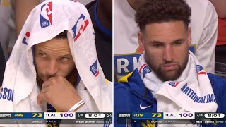 Stephen Curry and Klay Thompson on Warriors Bench During Blowout 👀