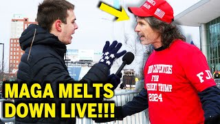 Trump Supporter RAGE QUITS Interview when CHALLENGED