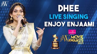 Dhee live singing Enjoy Enjaami | JFW Movie Awards | Best Singer | Soorarai Pottru | JFW