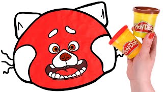 Dibuja y Colorea con Play Doh al PANDA ROJO de la peli RED 🐼💥 Manualidades fáciles