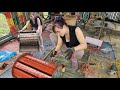 Genius girl repairs and restores broken rice threshing machine